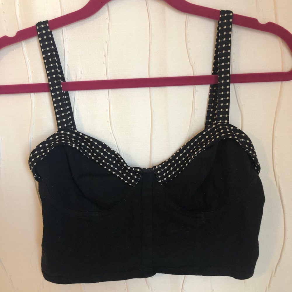 Black polka dot crop top